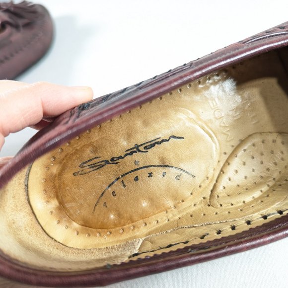 SANTONI Italian leather tassel loafers mens size 8 - 8.5, driving slip-on shoes - Picture 9 of 13